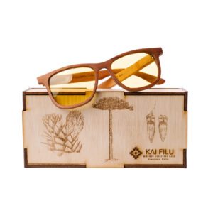 Anteojos de cristal amarillo y madera 135 mm