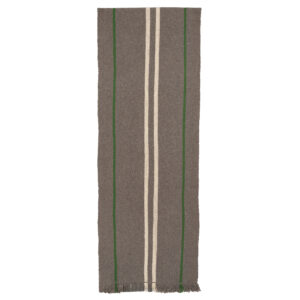 Alfombra pasillera telar XL café blanco y verde 315 x 73 cm.