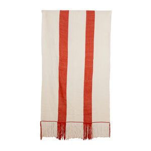 Piecera telar XL crudo y rojo 214 x 113 cm.
