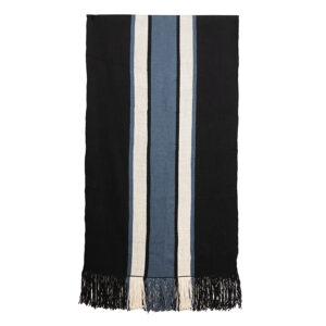 Piecera telar XL azul, negro y crudo 224 x 115 cm.