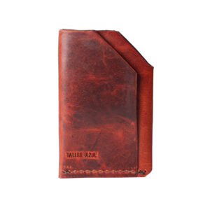 Tarjetero de cuero compacto café