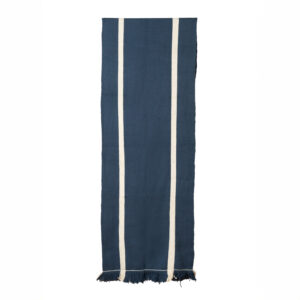 Alfombra pasillera telar XL azul y blanco 320 x 82 cm.