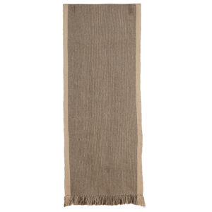 Alfombra pasillera café y crudo 297 x 76 cm.