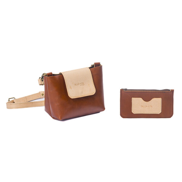 cartera bandolera cafe cuero natural