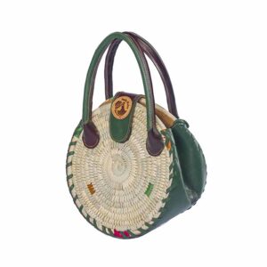 Cartera de ñocha y cuero verde
