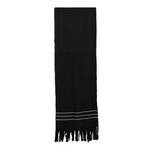 Echarpe telar negro con líneas blancas 192 x 54 cm.