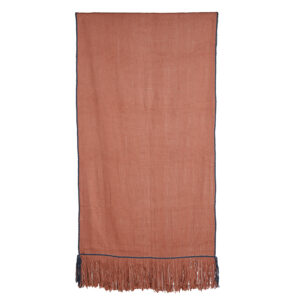 Piecera telar XL palo rosa borde azul 234 x 110 cm.