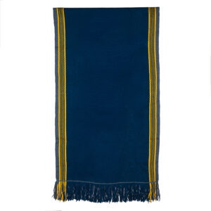 Piecera telar de lana azul amarillo 172 x 86 cm.