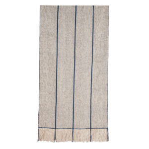 Piecera telar gris y azulino 216 x 105 cm.