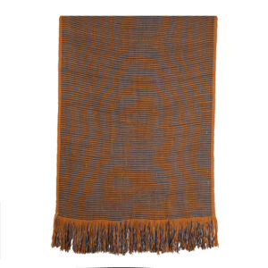 Piecera telar azul y terracota 203 x 118 cm.