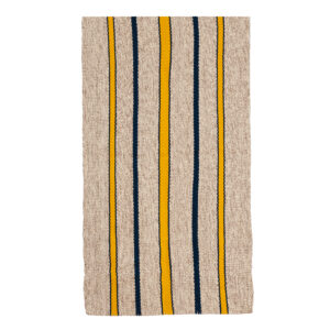 Bajada de cama gris, azul y amarillo 141 x 71 cm.