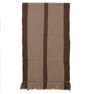 Bajada de cama telar café y crudo 146 x 74 cm.