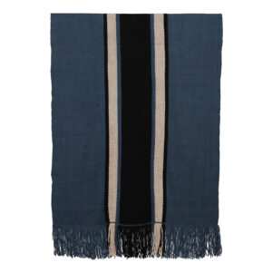 Piecera telar azul con negro y gris 217 x 108 cm.