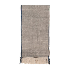 Echarpe telar gris con línea azul y negro 194 x 52 cm.