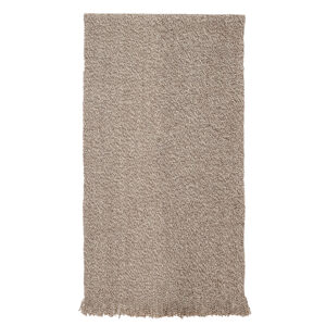 Bajada de cama jaspeada café y crudo 163 x 94 cm.