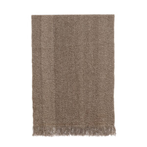 Bajada de cama pitío café y blanco 166 x 89 cm.