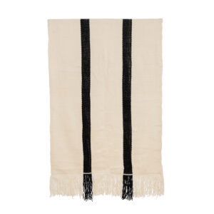 Piecera telar blanco y negro 164 x 87cm.