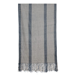 Piecera telar XL azul y blanco 259 x 123 cm.