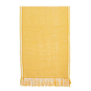 Piecera telar amarillo y blanco 186 x 94 cm.