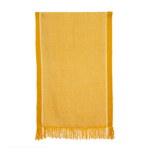 Piecera telar amarillo y blanco 200 x 100 cm.