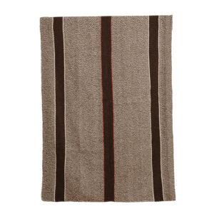 Alfombra telar jaspeada detalles blanco y rojo 180 x 116 cm.