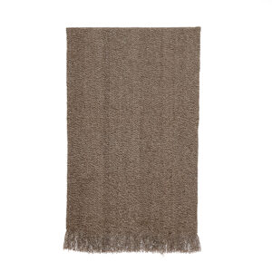 Bajada de cama pitío café y blanco 162 x 87 cm.